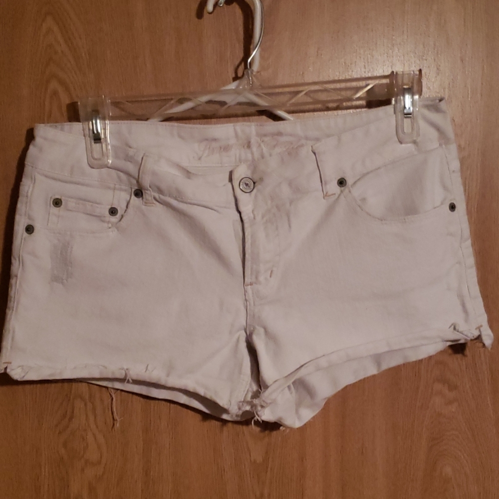 White jean short shorts